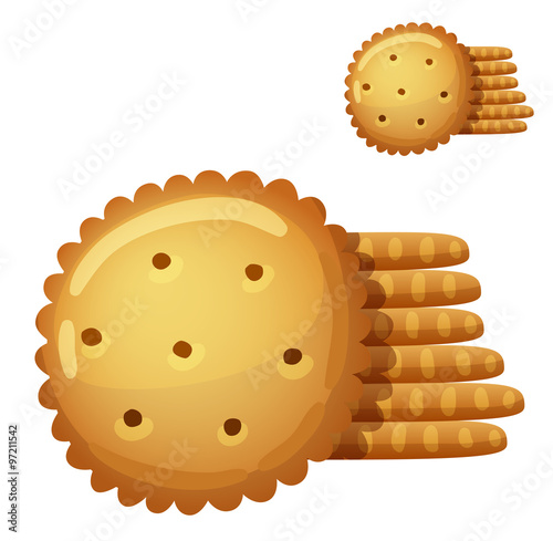 Cracker cookies isolated on white background. Detailed Vector Icon