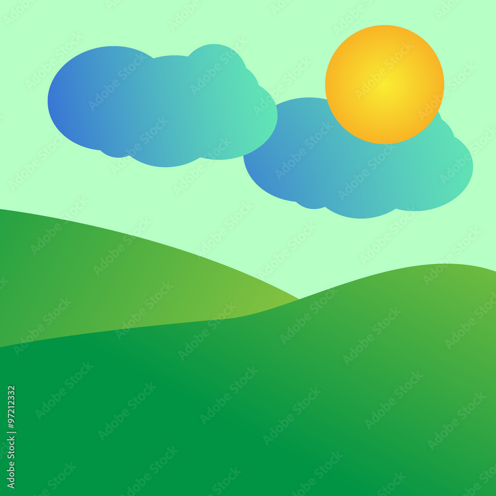 sunny meadow vector illustration