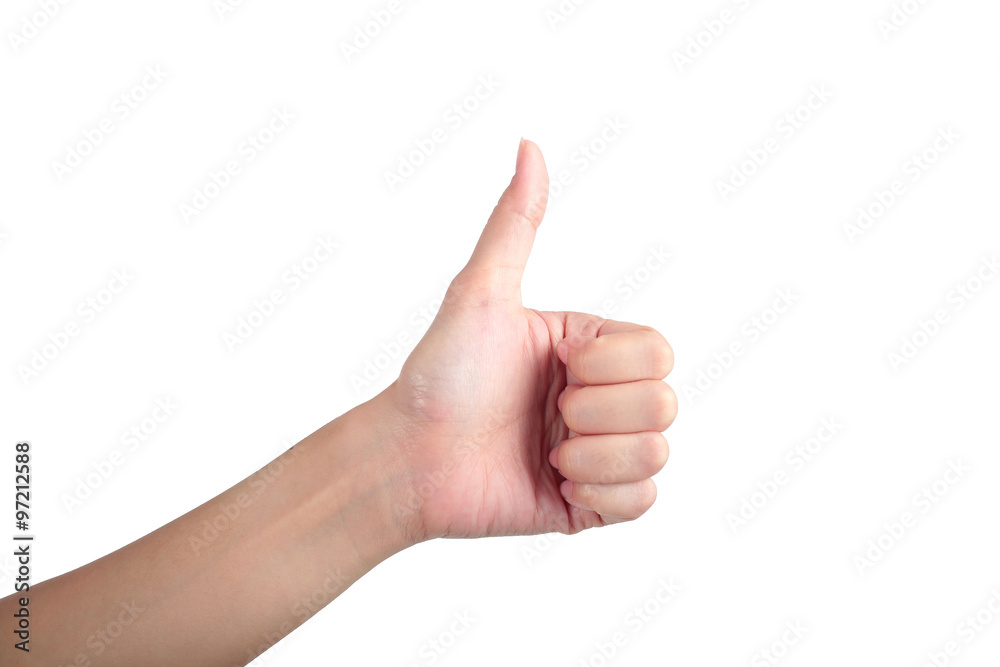 Young man his hand like thumb up isolated white background. Young man his hand like thumb up isolated white background.