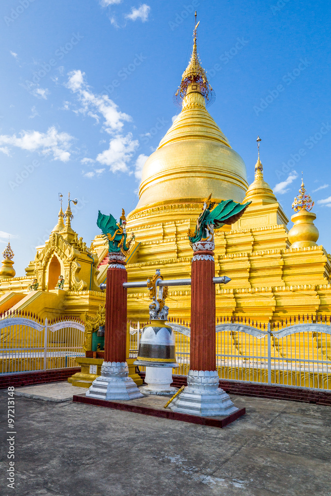 Fototapeta premium Myanmar, Mandalay, the Shwenandaw Kyaung golden pagoda sanctuary.