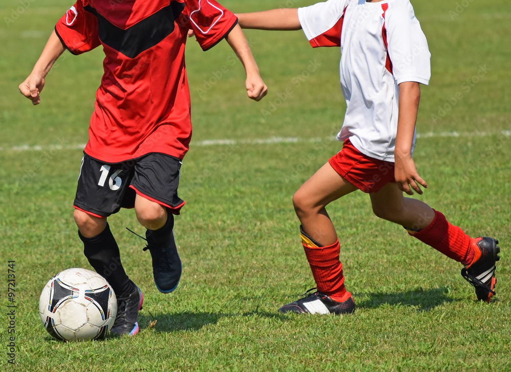 Kids are playing soccer