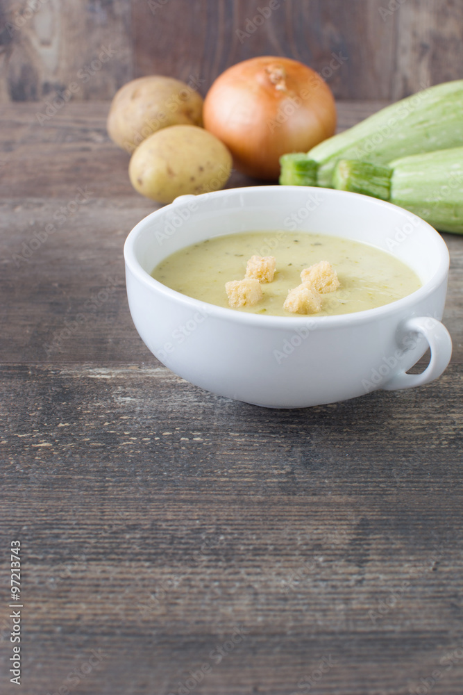 Zucchini soup with onion, garlic and potatoes Zucchini soup with onion, garlic and potatoes