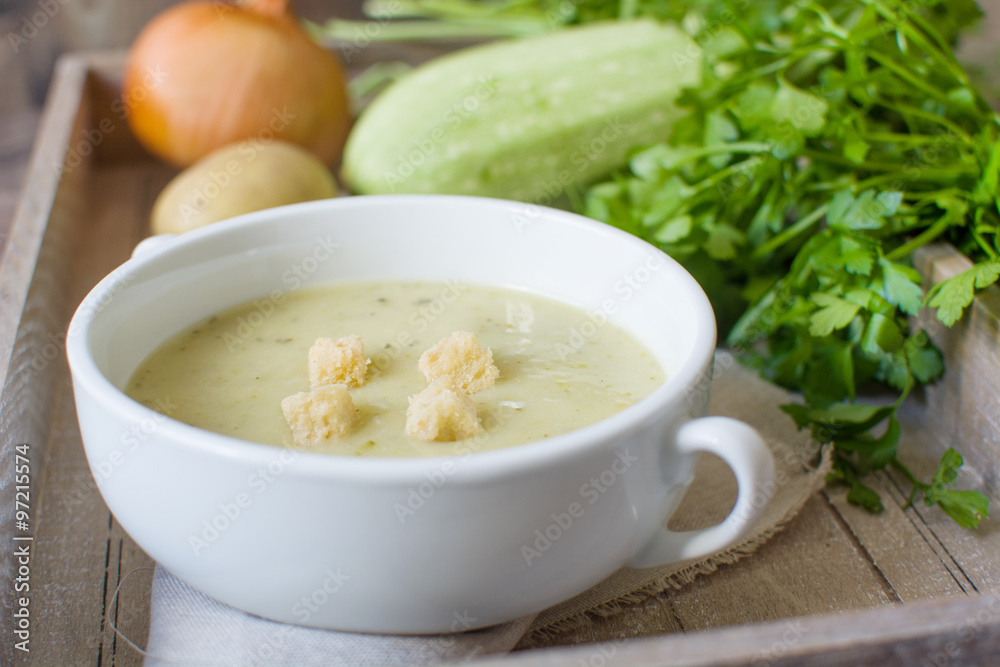 Zucchini soup with onion, garlic and potatoes Zucchini soup with onion, garlic and potatoes