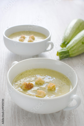 Zucchini soup with onion, garlic and potatoes