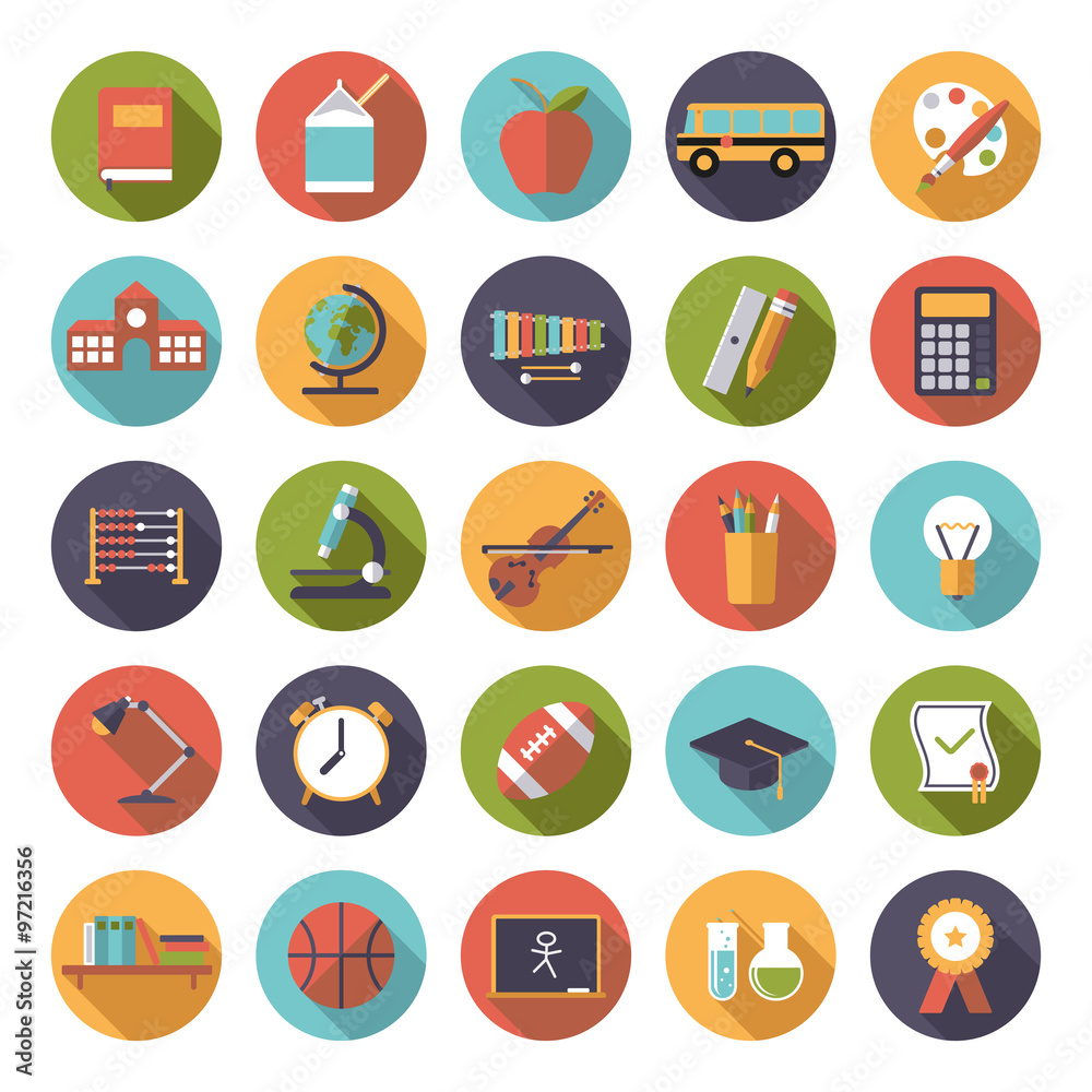 Education Flat Design Vector Icons Collection Education Flat Design Vector Icons Collection