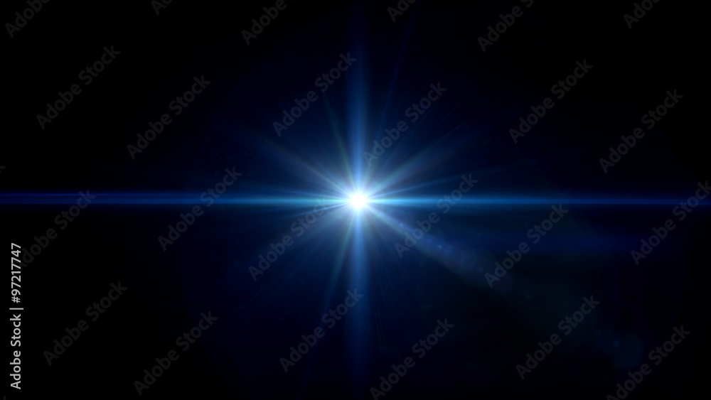twinkle blue star lens flare center - obrazy, fototapety, plakaty 