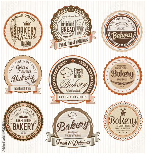 Bakery retro vintage badges collection