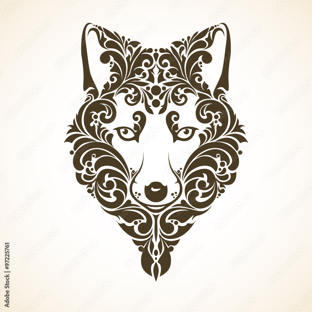 Obraz premium Fox with decorative ornament.