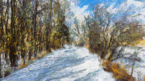 Winter Path Along the River, Van Gogh Style