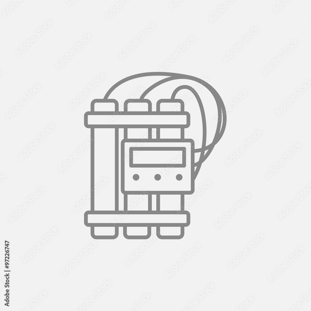 Dynamite and detonator line icon. Dynamite and detonator line icon.
