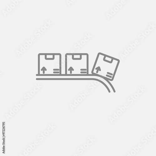 Conveyor belt for parcels line icon.