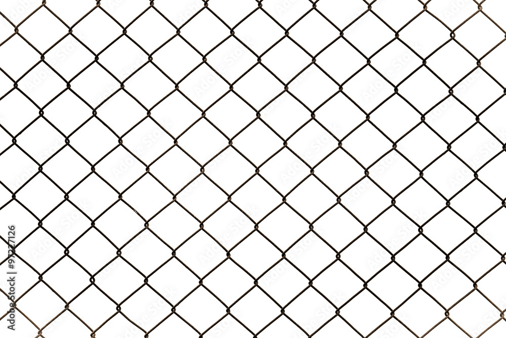 Rusty chain link fencing isolated on white background Rusty chain link fencing isolated on white background