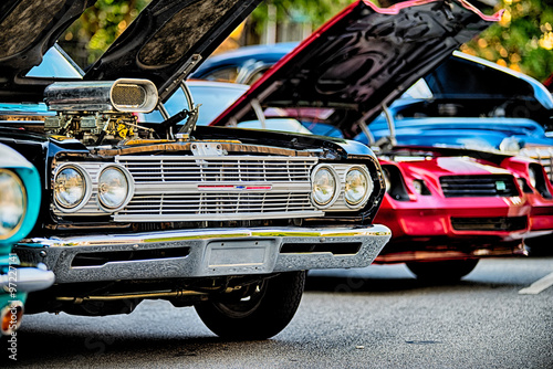 Fotografie, Obraz classic car show in historic old york city south carolina
