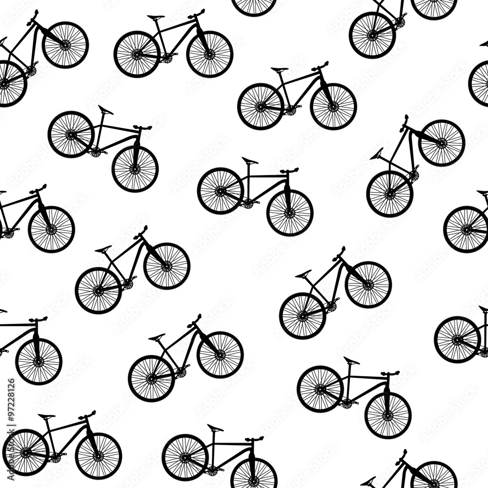 Bicycle Silhouette Seamless Pattern Background. Vector Illustrat Bicycle Silhouette Seamless Pattern Background. Vector Illustrat