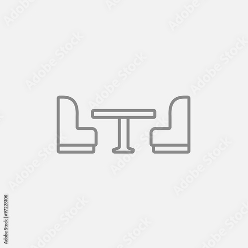 Camping van interior with seating line icon.