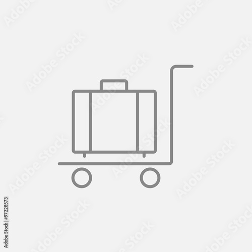 Luggage on trolley line icon.