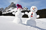 Pair of funny snowmen