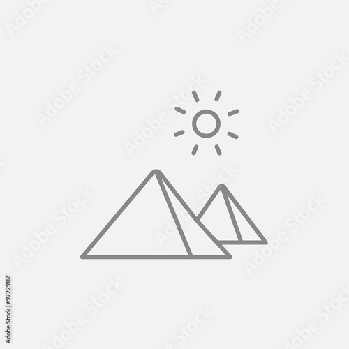 Egyptian pyramids line icon.