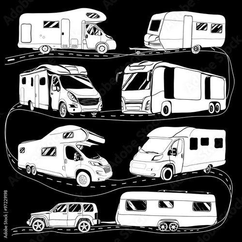 cars Recreational Vehicles Camper Vans Caravans Icons