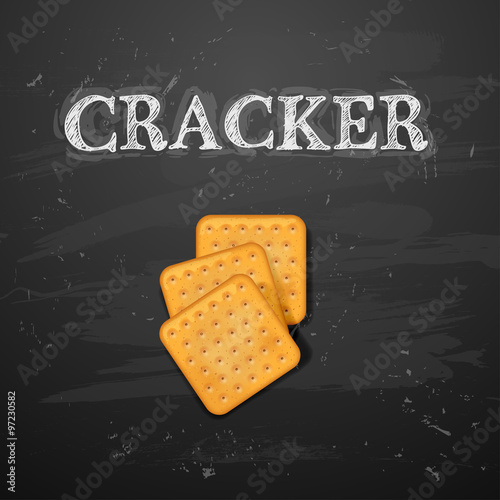 Cracker cookies isolated on blackboard