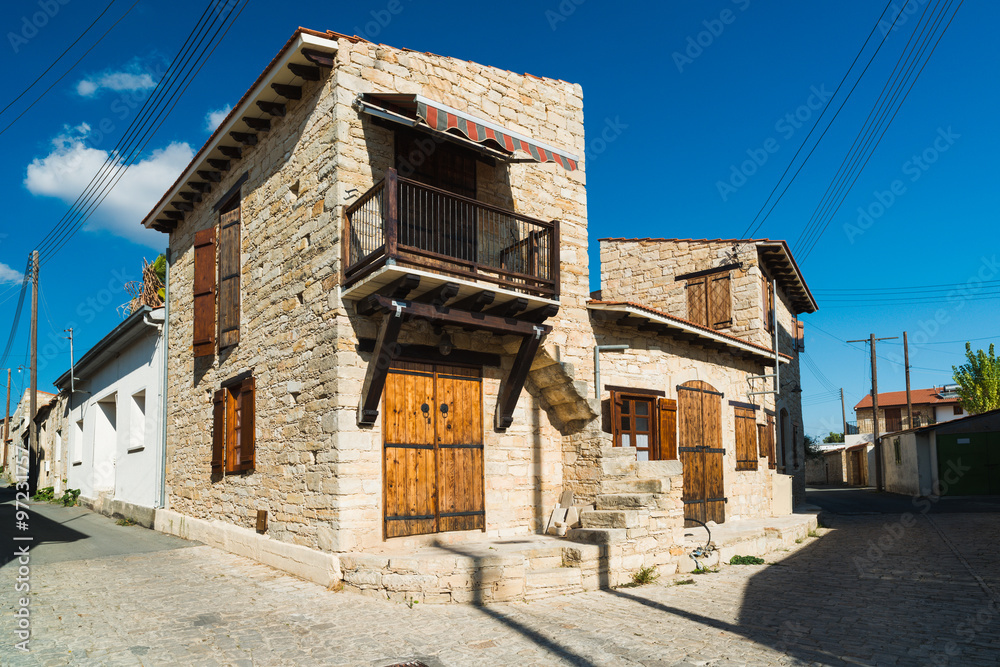 Street in the village Anogyra. Cyprus