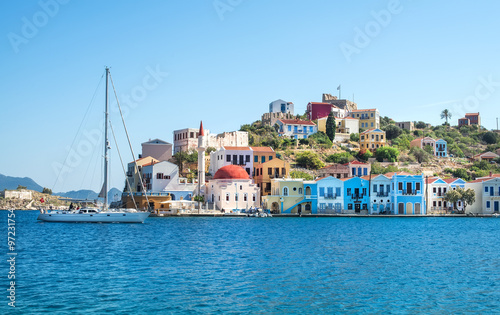Wallpaper Mural Kastellorizo island, Dodecanese, Greece. Colorful Mediterranean architecture on a sunny clear day Torontodigital.ca