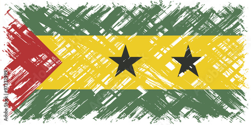 Sao Tome and Principe grunge flag. Vector illustration.