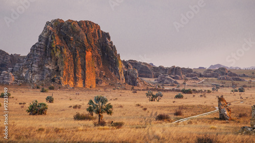 Red rock sunset landscape in Madagascar photo