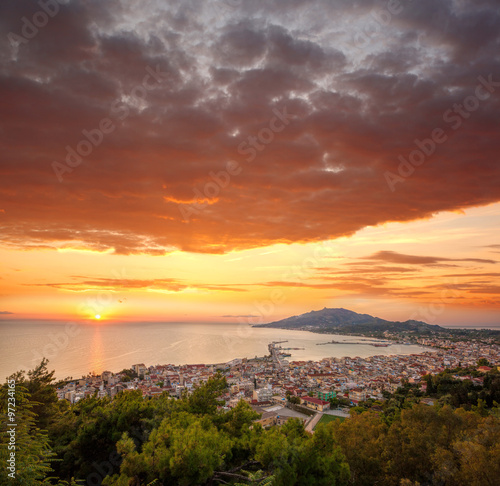 Zante town during sunrise on Zakynthos island in Greece