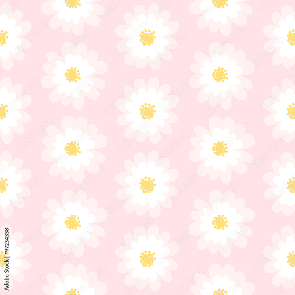 White daisy seamless pattern .Daisy field. Flower chain
