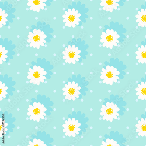 White daisy seamless pattern .Daisy field. Flower chain
