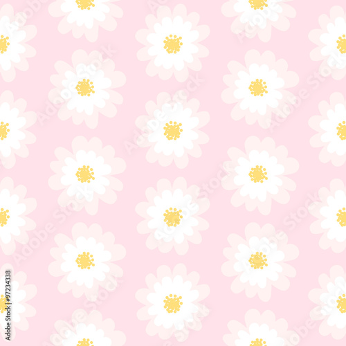 Fototapeta Naklejka Na Ścianę i Meble -  White daisy seamless pattern .Daisy field. Flower chain
