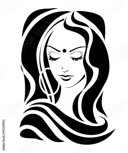 Indian girl with downcast eyes