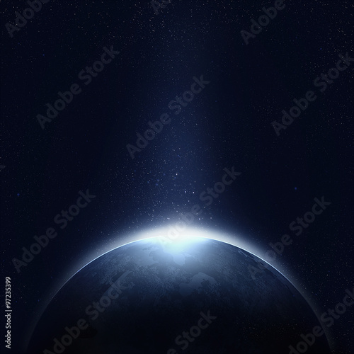 Planet earth with sun rising from space  vector image