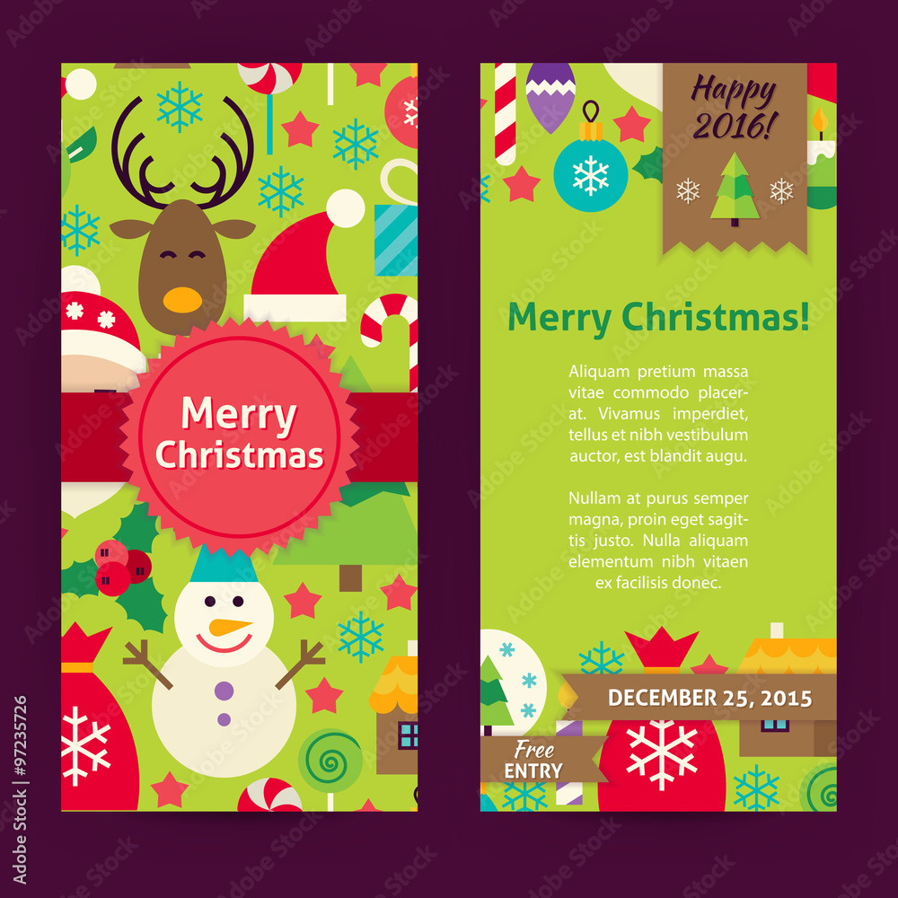 Fototapeta premium Flyer Template of Merry Christmas Objects and Elements