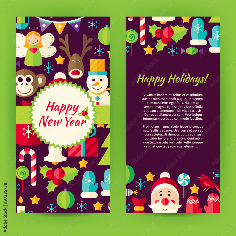 Flyer Template of Flat Happy New Year Objects and Elements Flyer Template of Flat Happy New Year Objects and Elements