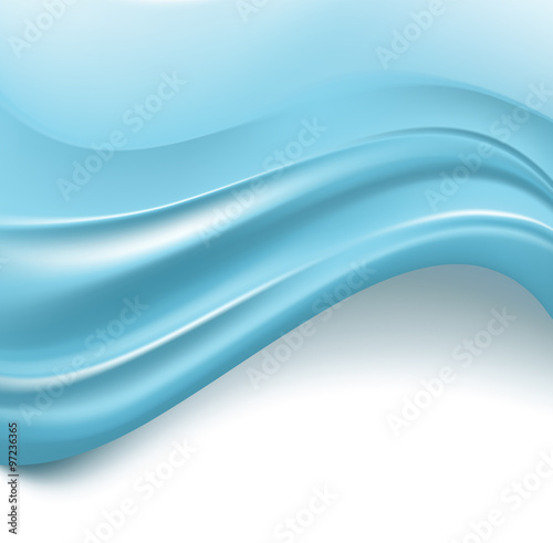 blue silky waves on white abstract background. vector
