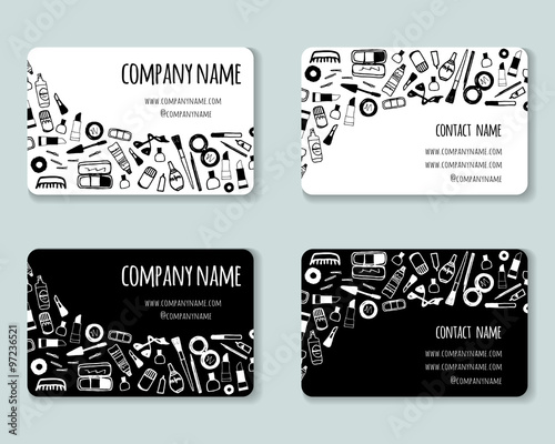 Business creative cards template with beauty items