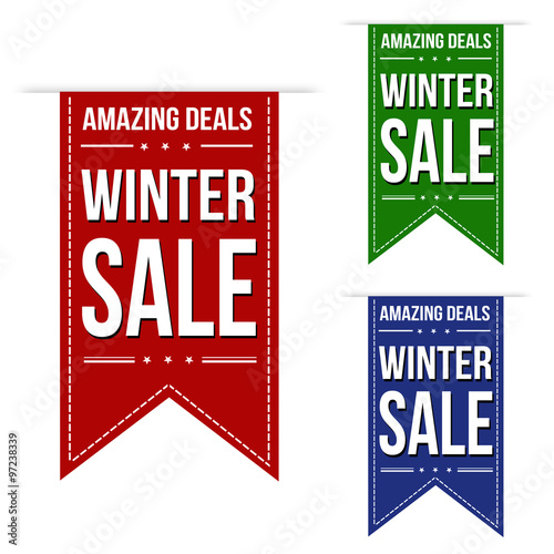 Winter sale banner design set