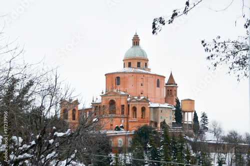 San Luca sanctuary winter snow photo