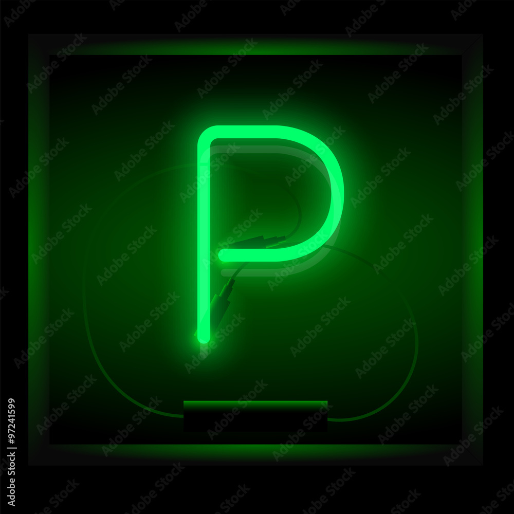 Realistic neon letter P vector illustration. Glowing font. Realistic neon letter P vector illustration. Glowing font.