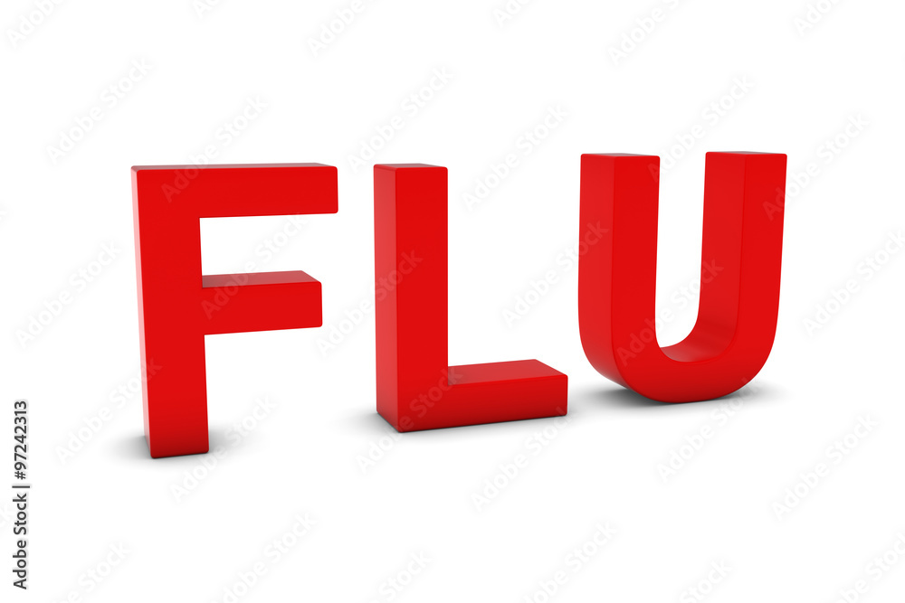 FLU Red 3D Text Isolated on White with Shadows FLU Red 3D Text Isolated on White with Shadows