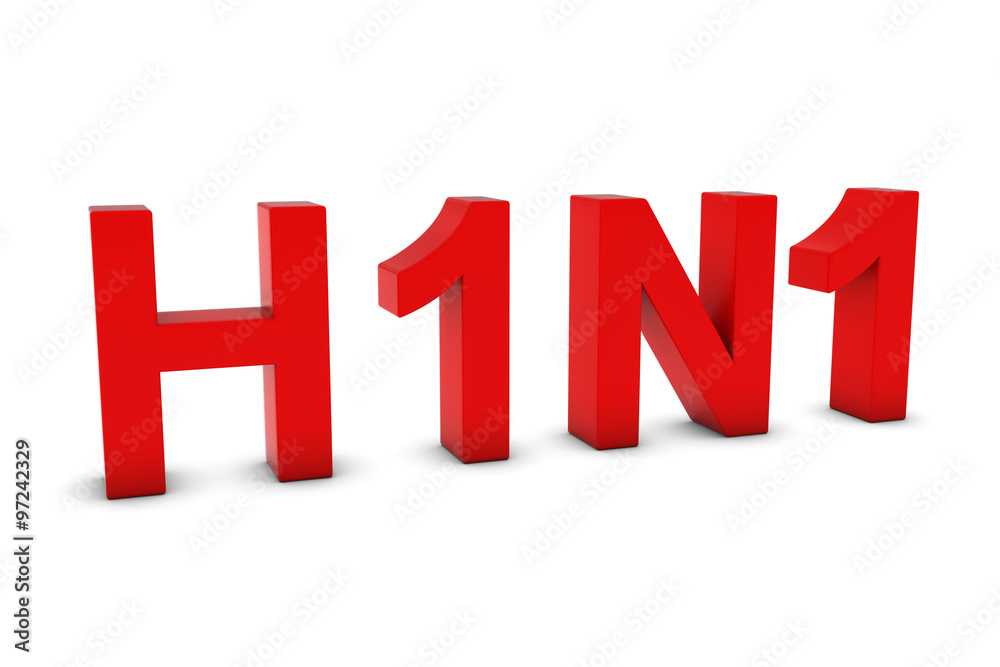 H1N1 Flu Red 3D Text Isolated on White with Shadows H1N1 Flu Red 3D Text Isolated on White with Shadows