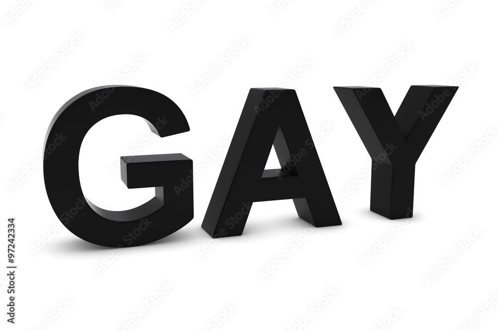 GAY Black 3D Text Isolated on White with Shadows GAY Black 3D Text Isolated on White with Shadows