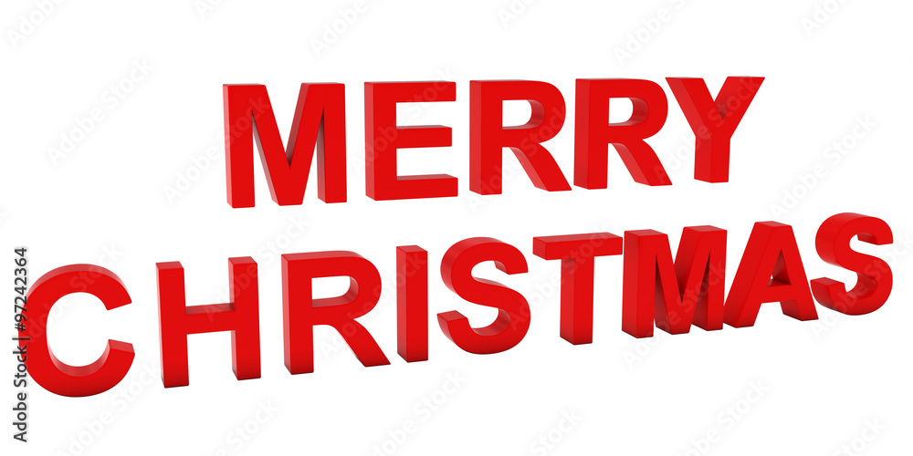 Obraz premium MERRY CHRISTMAS Red 3D Text Isolated on White