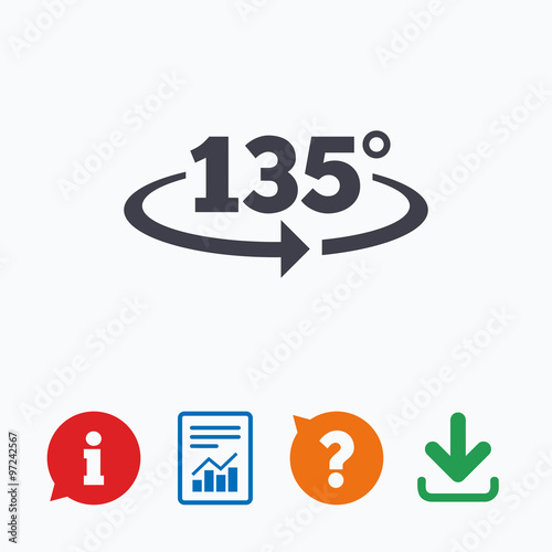 Angle 135 degrees sign icon. Geometry math symbol