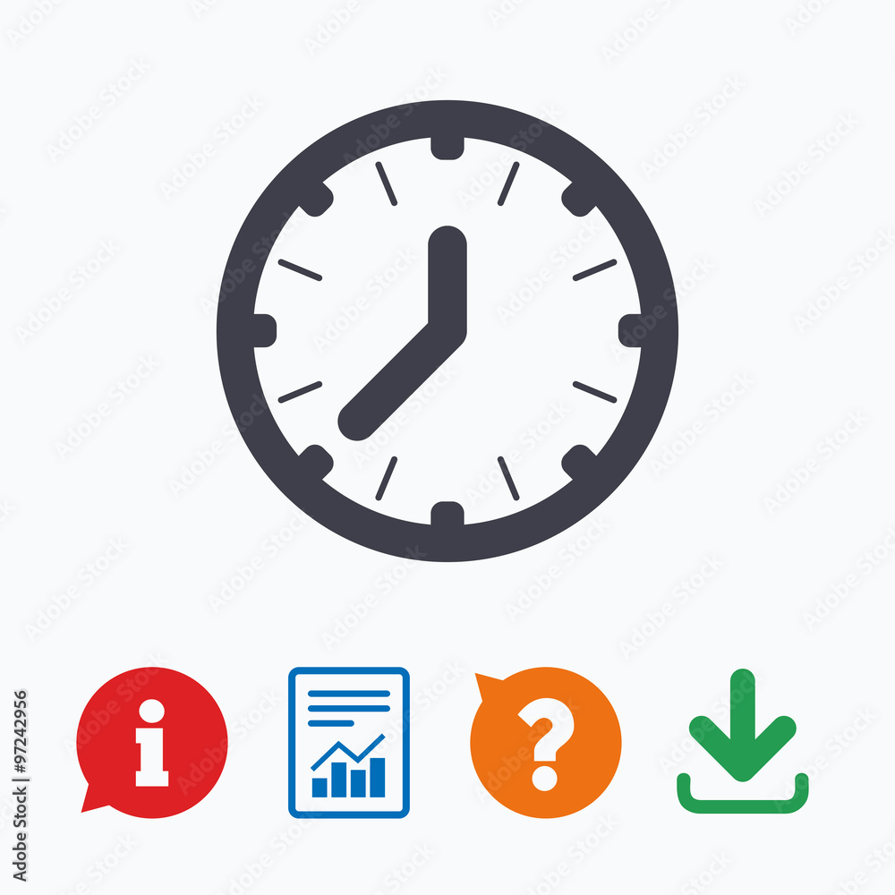 Clock time sign icon. Mechanical watch symbol. Clock time sign icon. Mechanical watch symbol.