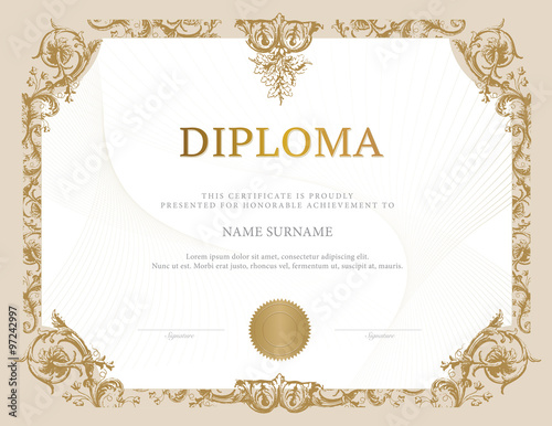 Certificate, Diploma of completion, vector design template 