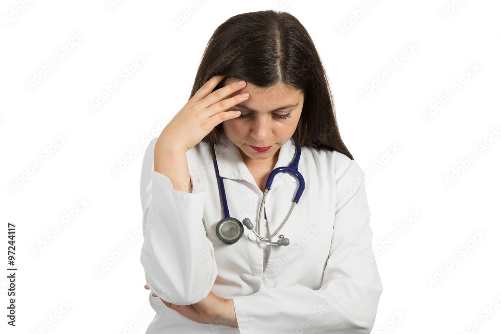 Portrait of young female doctor looking serious Portrait of young female doctor looking serious