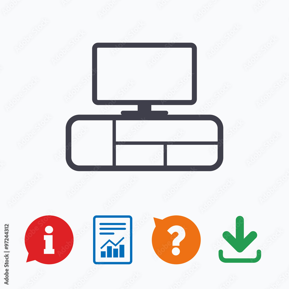 TV table sign icon. Modern furniture symbol.
